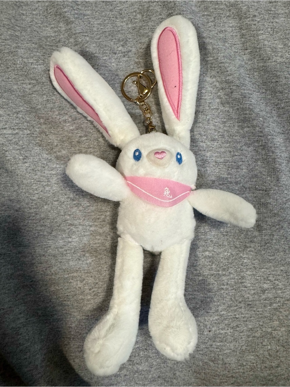 Tokki style Plush White Bunny Keychain with Pink Accents - Accessories kawaii